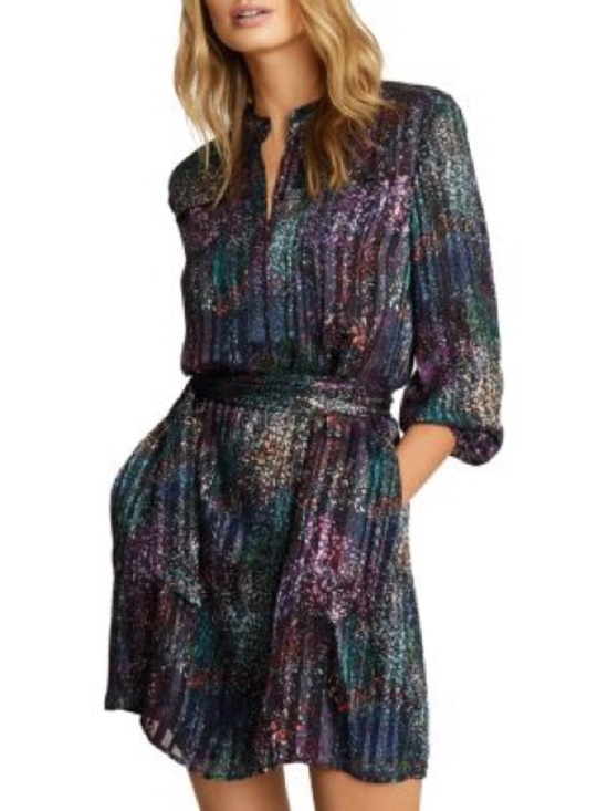 Reiss Dresses & Skirts - Reiss Isla Lurex Metallic Pleated Shift Mini Dress size 10